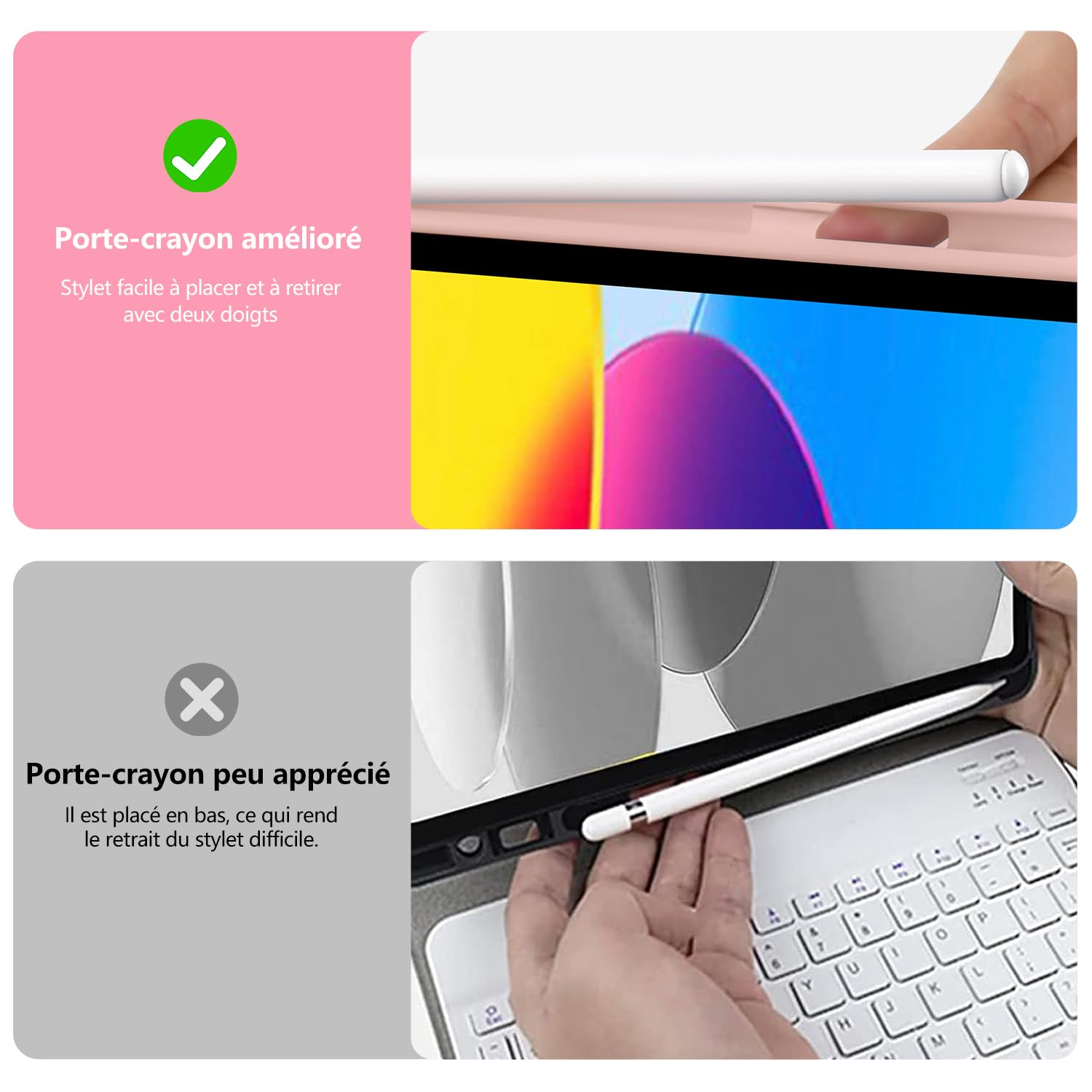 aMZCaSE pour iPad A16 10/11e génération avec Clavier 11/10,9 Pouces(2025/2022),Clavier sans Fil Amovible avec rétroéclairage 7 Couleurs et Support pour Stylet (Rose Clair) | Clavier sans Fil Amovible avec rétroéclairage 7 Couleurs et Support pour Stylet a