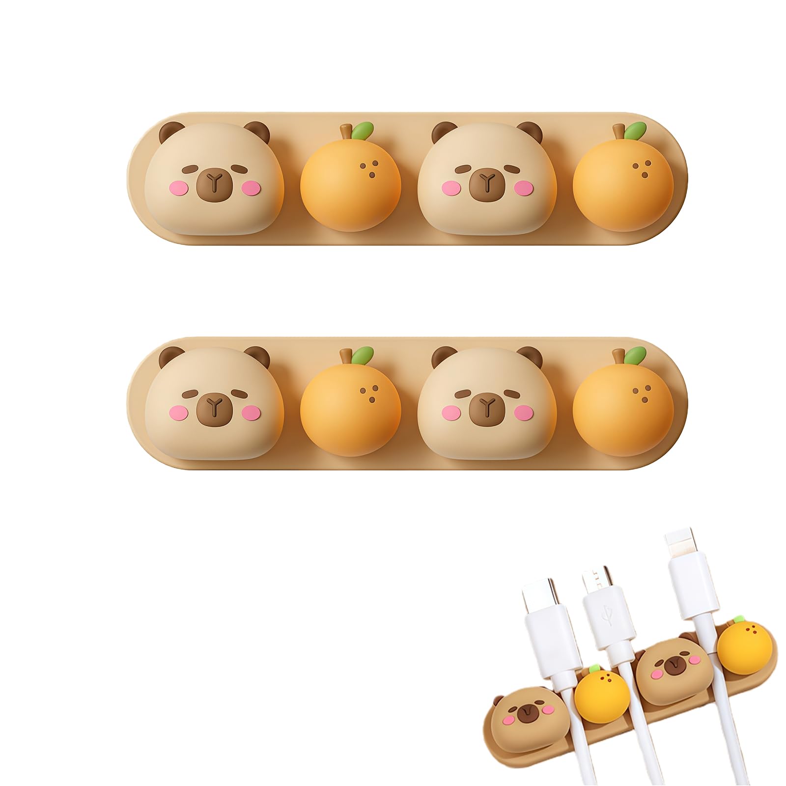 ZenithAura 2 Pack Capybara Cable Organizers, Cute Animal-shaped Cable Clips, Desk Cable Management Cable Holders for Home and Office, Sweet Clamps for Headphones