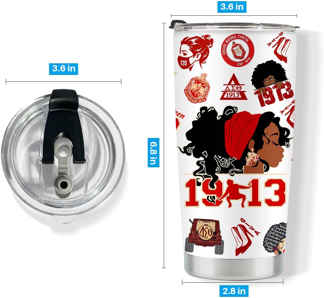 LONGXIN Sorority Gifts for Women Theta Paraphernal Gifts Delta 1913 Sigma 20 Oz Stainless Steel Tumbler - Image 2