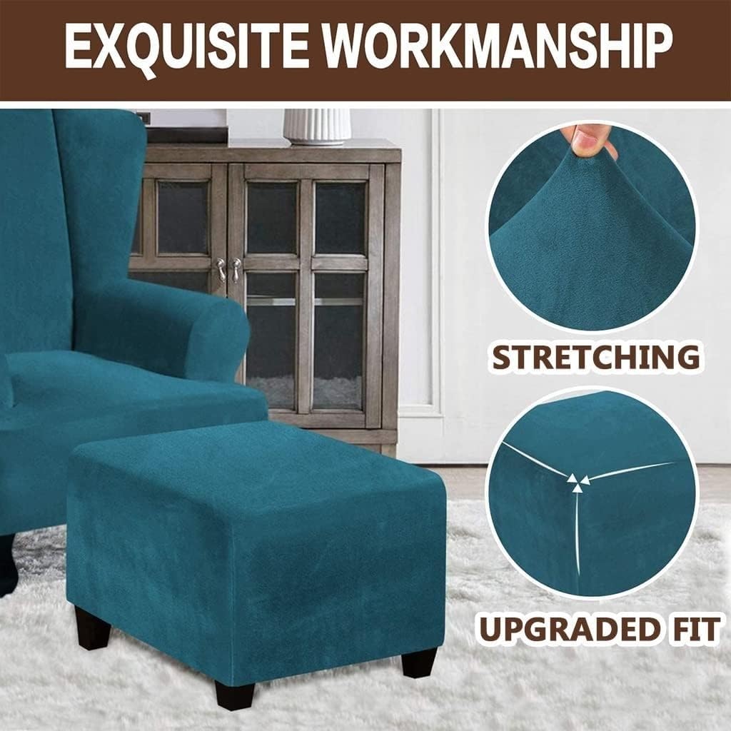 Housse Extensible Pour Pouf Carré 35x35 à 45x45 - Lavable En Machine, Fond élastique (gris, Taille S) - 3