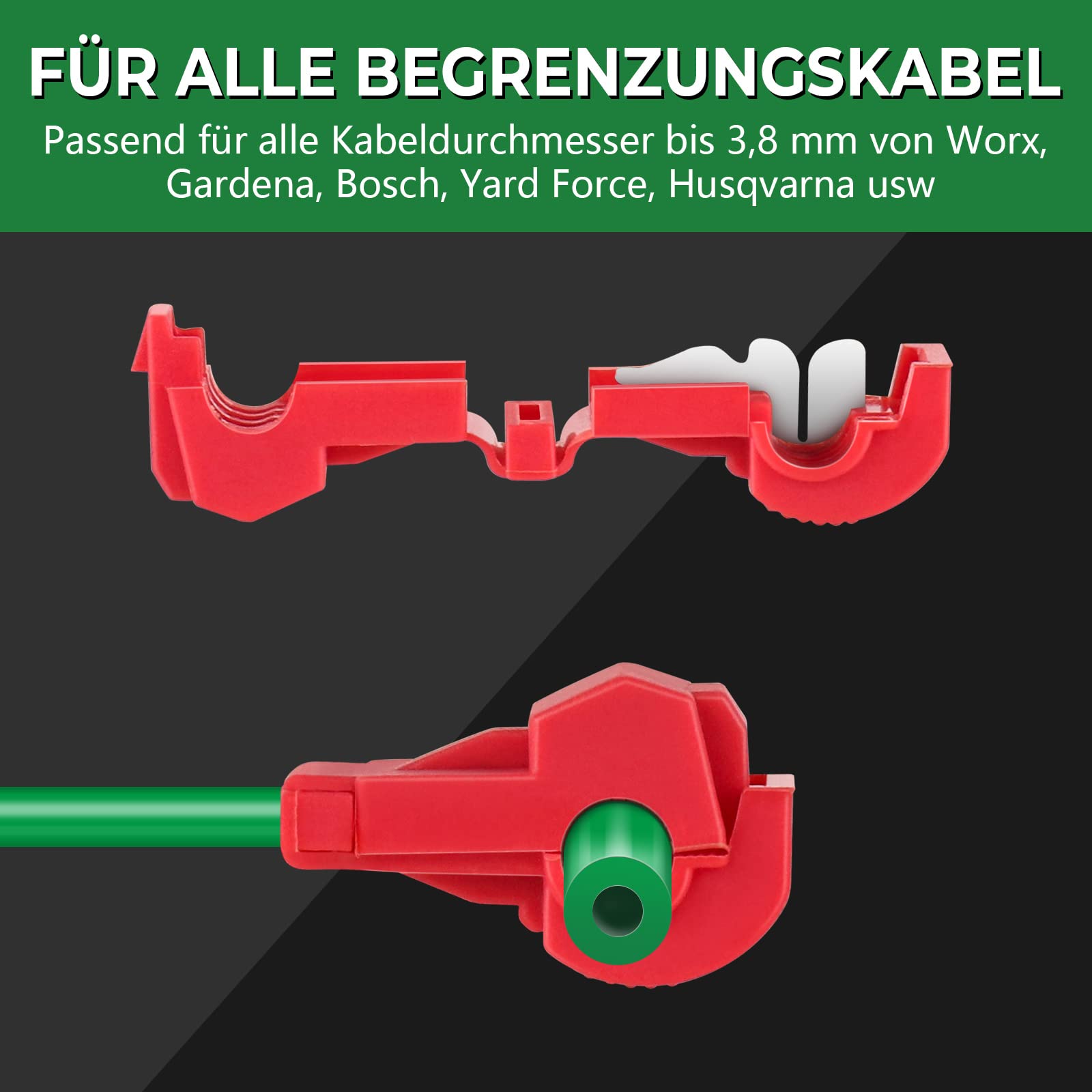 Interrafilo Perimetrale 30 Morsetti Per Cavi Robot Tosaerba - Connettori A T Impermeabili Per Gardena, Husqvarna E Altre Marche Compatibili Gardena Husqvarna