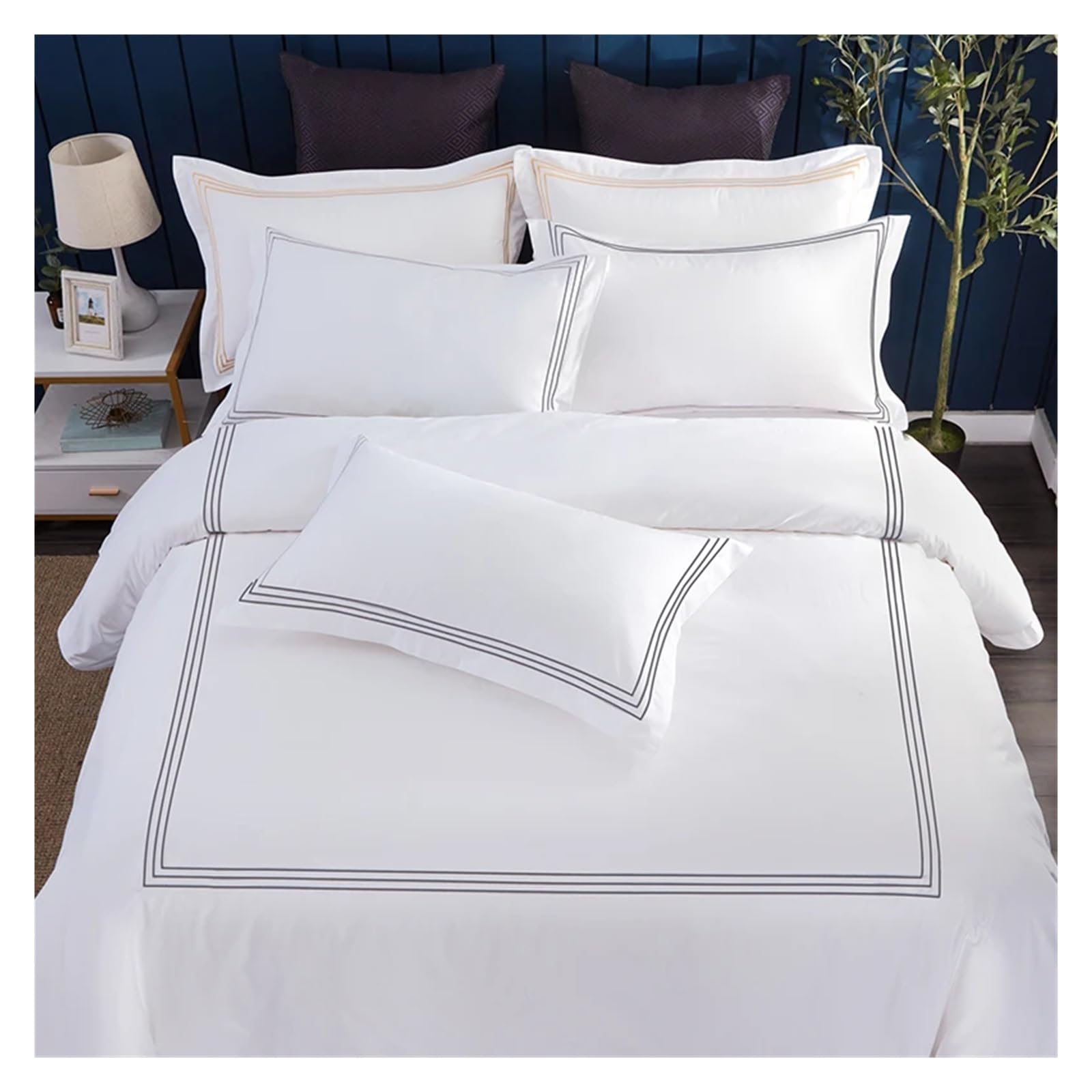 Parure de lit coton égyptien anti-transpiring gris king size