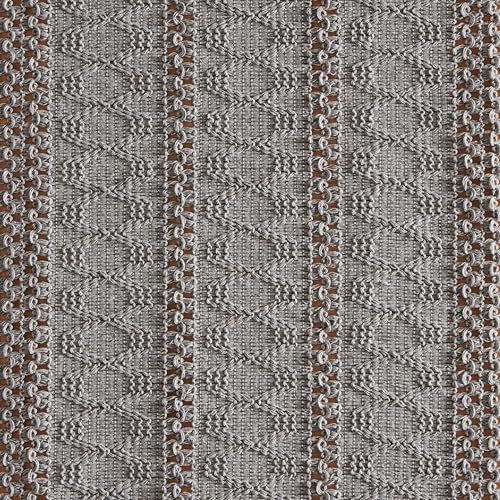 Image of ZeeMart Macrame Style Boho Table Runner, 12x90 Inch Grey | Woven Boho Table Runner with Handmade Tassels, Crochet Hollow Table Scarf, Farmhouse Kitchen Home Decor Dresser Runner