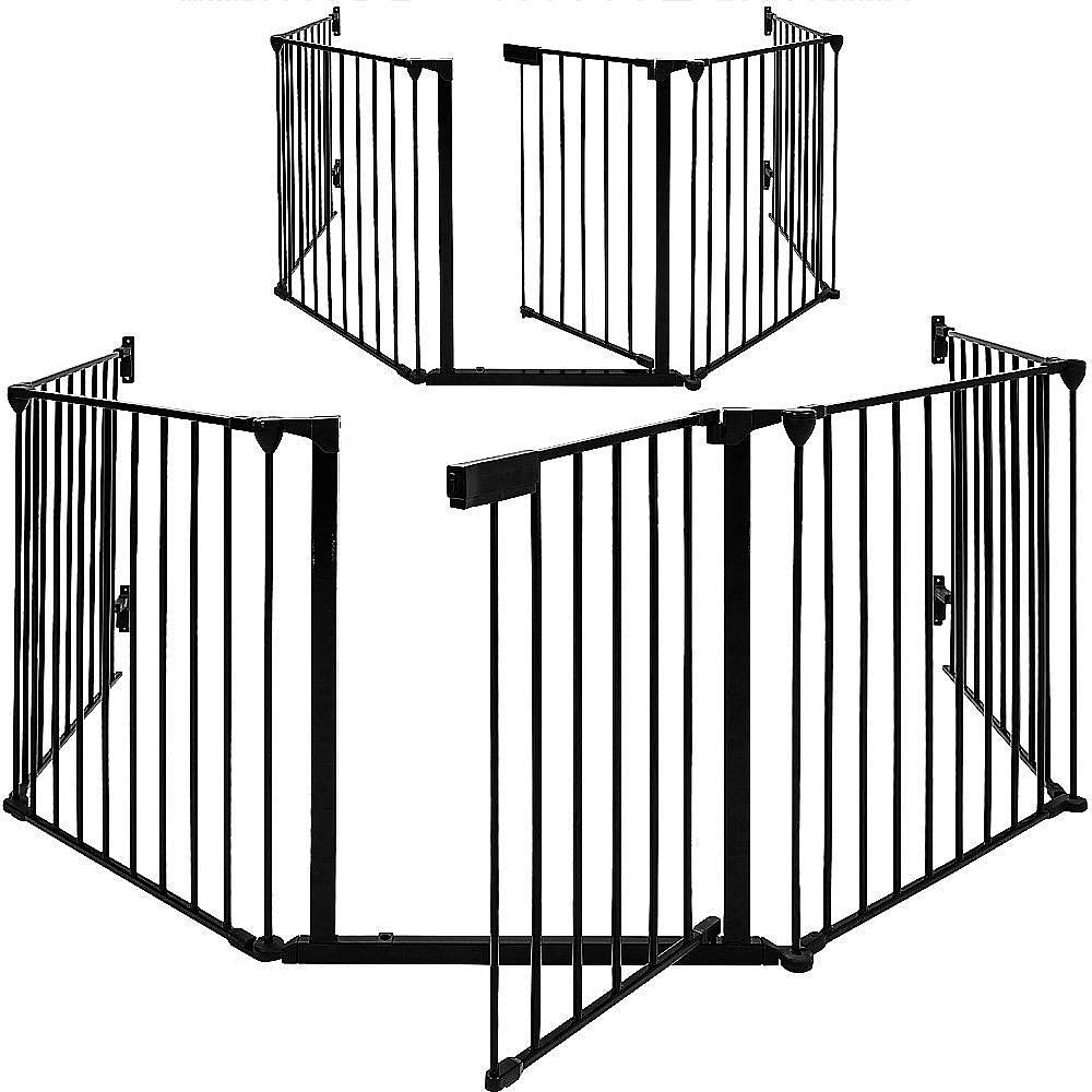 Barrera de seguridad infantil – Gran versión 3M | Barrera de protección para chimenea | 5 paneles – Premontado 310 x 2,5 x 75 cm (negro, 310 x 2,5 x 75 cm)