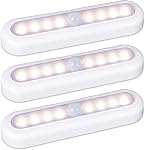 STAR-SPANGLED 3 Pack 7 inch Motion Sensor Lights Indoor AAA Battery Operated, Stick on LED Light for Closet, Stairs, Under Cabinet, Cool White