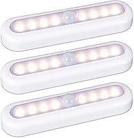 STAR-SPANGLED 3-Pack 7" Motion Sensor Closet Lights, Battery Operated Stick-On LED Warm White Night Lights for Stairs, Cabinets, Hallways