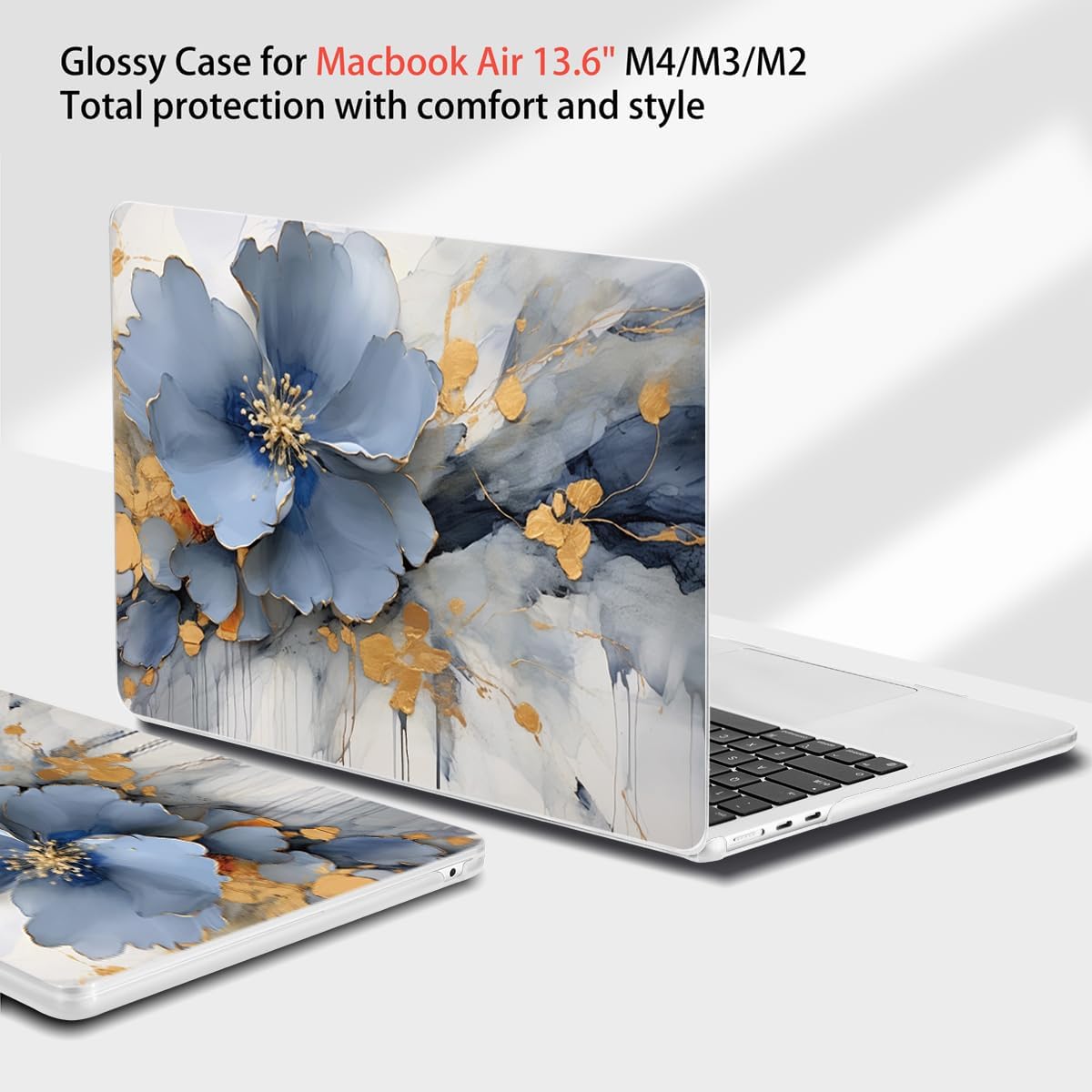 Teryeefi Compatible with A2681 A3113 A3240 MacBook Air 13.6 inch Case M2 M3 M4 Release 2022-2025,Protective Slim Cover + Keyboard Cover+OTG Adapter for 13.6 inch MacBook Air Liquid Retina, Art Florals - Image 5