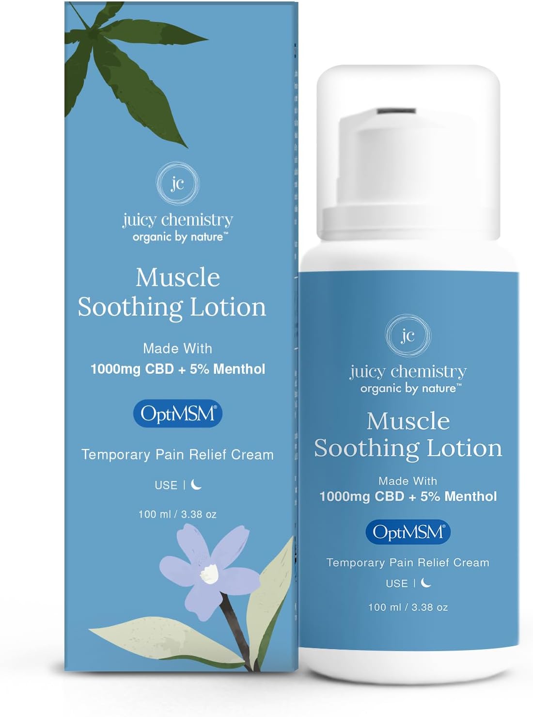 Juicy Chemistry Muscle Soothing Moisturising Body Lotion Fortified with Magnesium for Muscle Recovery, Better Sleep, Rapid Recovery from Cramps and Aches | Light Weight & Fast Absorption | Vitamin E & Shea Butter for Soft, Smooth Skin | Non-greasy formula