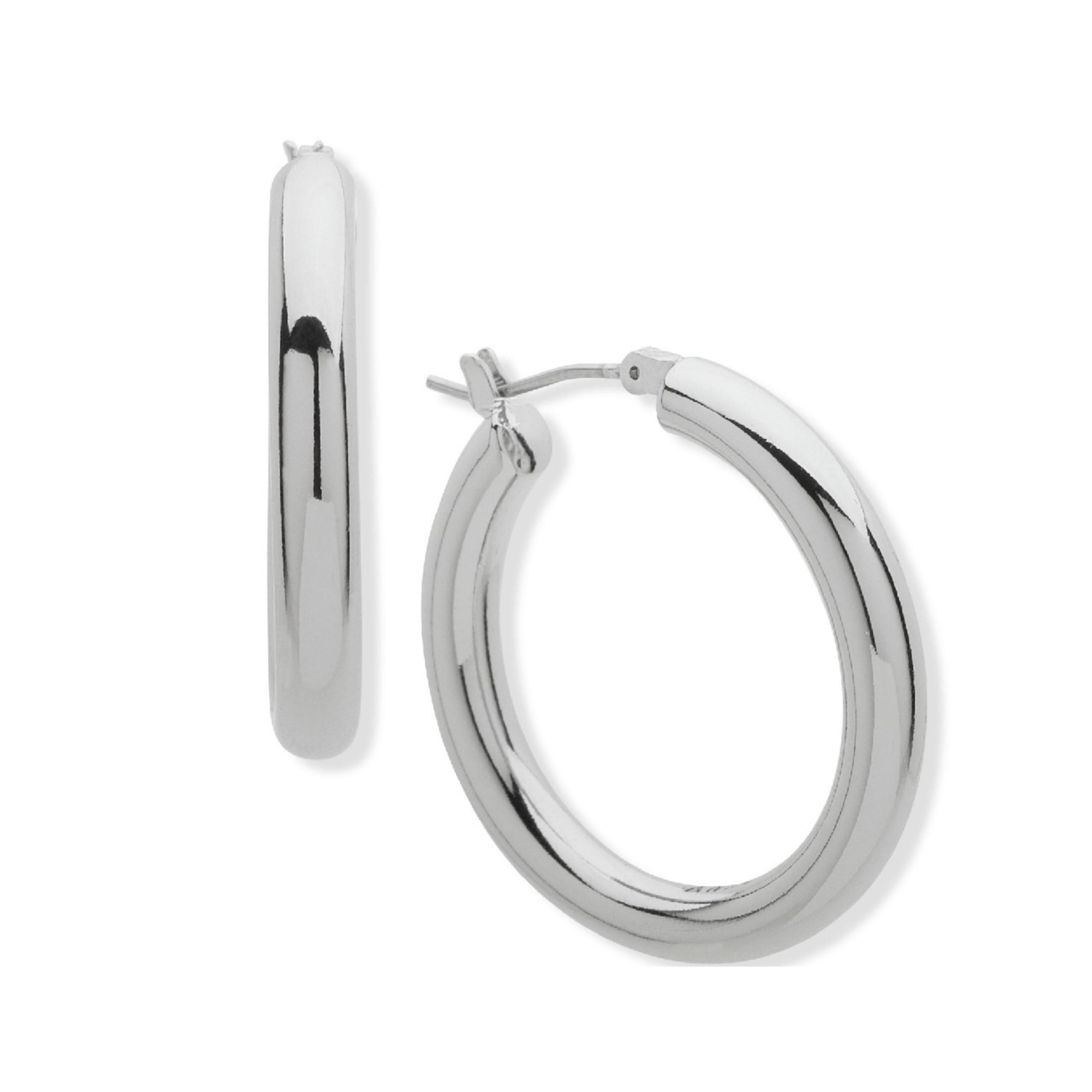 Orecchini Cerchio Sottili In Oro Bianco 31.60 Mm - Campanella Media Cappagli Gioielli 27528 Zoom