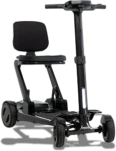 Pride Mobility Go-Go Carbon 4-Wheel Folding Travel Mobility Scooter – 300 lbs Capacity, 3.7 mph, Airline-Approved Lithium Battery
