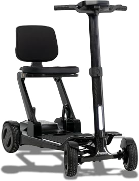 Pride Mobility Go-Go Carbon 4-Wheel Folding Travel Mobility Scooter 300 lbs Capacity, 3.7 mph, Airline-Approved Lithium Battery for Seniors, Adults, Elderly Lightweight & Compact Black