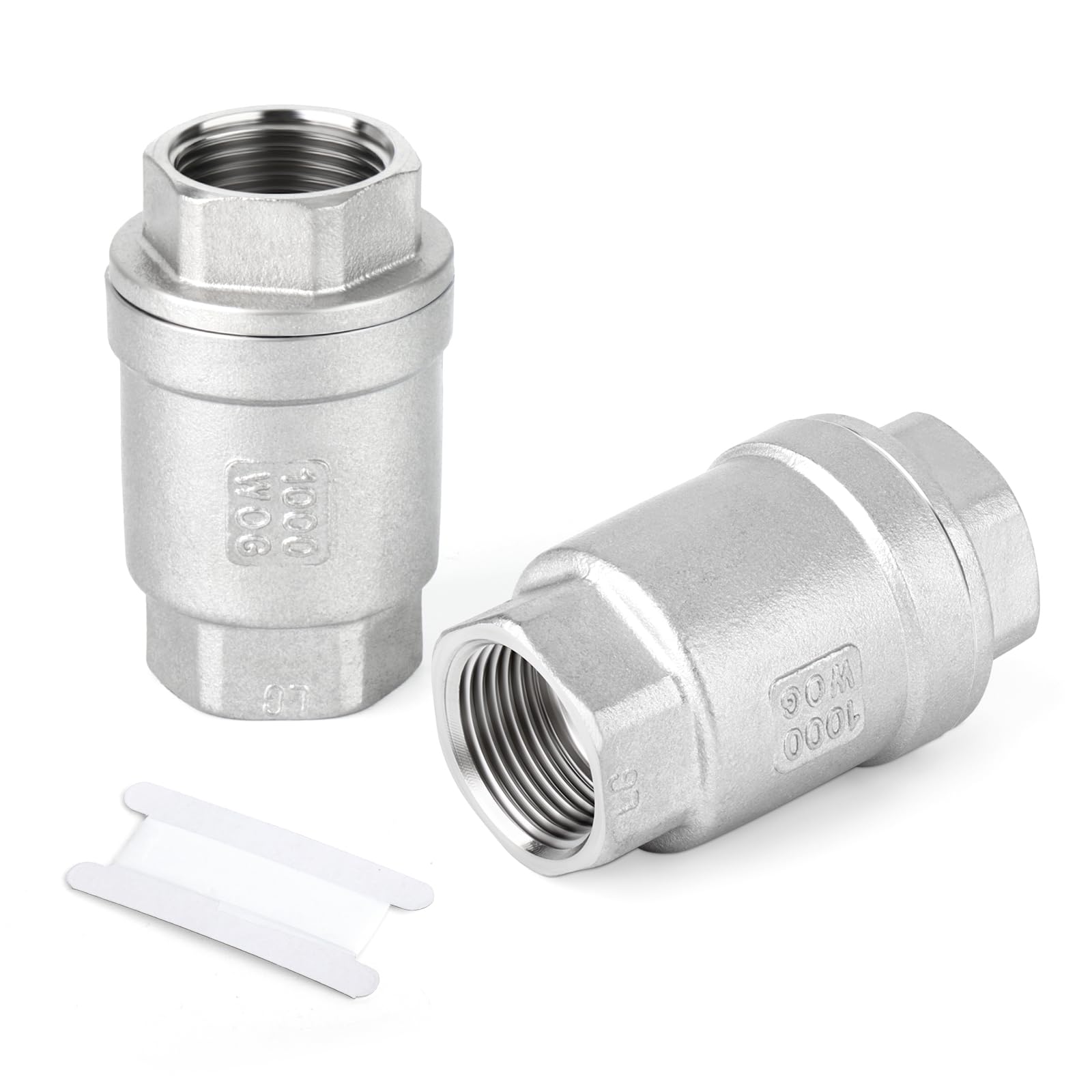 TAISHER 2PCS 304 Stainless Steel 3/4" NPT Female Vertical Check Valve，Backflow Prevention, One Way Spring Check Valves CF8 WOG 1000