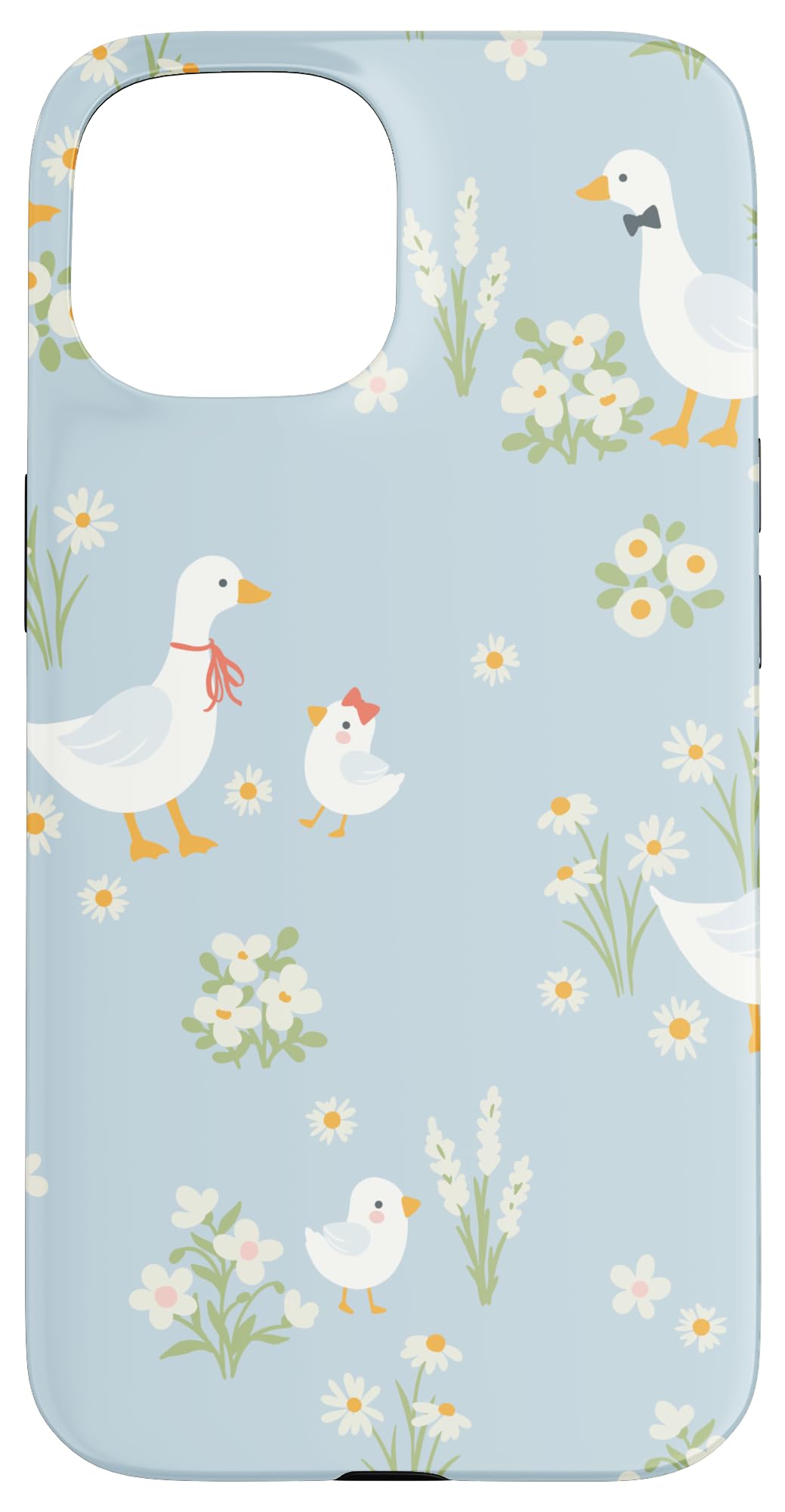 Cute Cottagecore Flower and Geese Pastel Print Case for iPhone 15