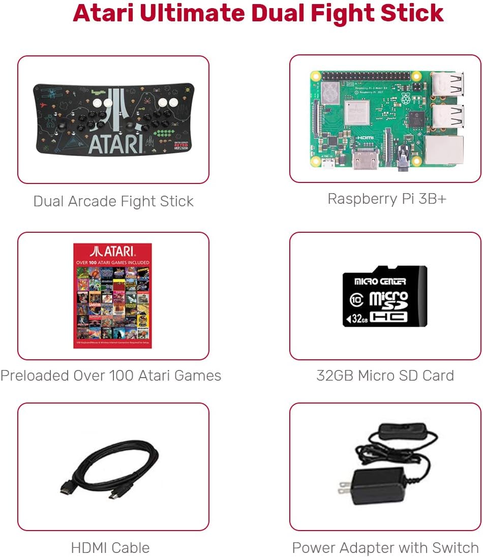 Atari Arcade Fightstick USB Dual Joystick 2 Player Game Controller for PC Mac Raspberry Pi Console Xbox PC Version PS3 : Video Games