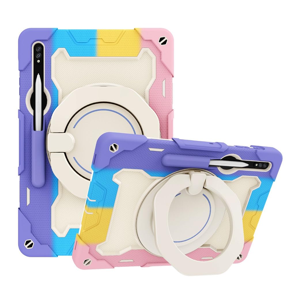 Funda para Samsung Tab S8+ y S7+ de 12.4" giratoria con soporte rosa 8