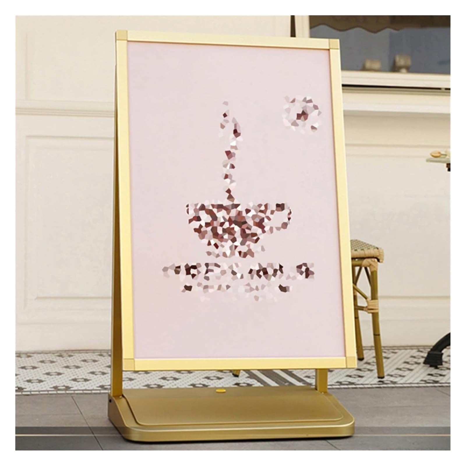 Porte-Affiche sur Pied Or réglable en aluminium robuste 63.5x40x114.5 cm