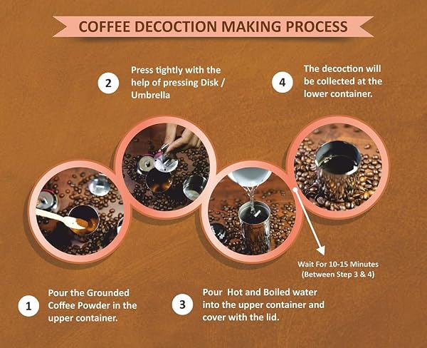 PAJAKA South Indian Filter Coffee Maker 2-4 Cup Mug Madras Kaapi Kappi Drip Decoction Maker Brewer Dripper Stainless Steel Medium Size (200 ML) | Pour Over Coffee Makers for Home & Kitchen by PAJAKA - Image 4