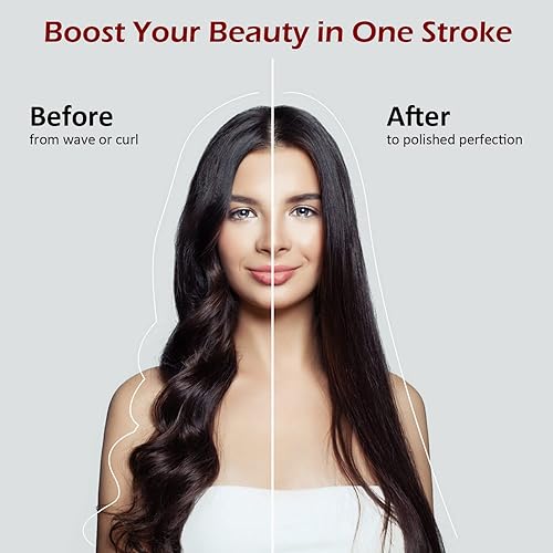 Vista 7 de GLAMFIELDS - Cepillo alisador de cabello con calefacción eléctrica con calentamiento más rápido, tecnología de cerámica MCH, bloqueo automático