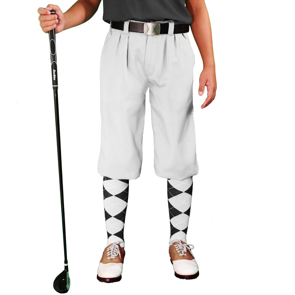 Golf Knickers - 'Par 3' Youth White Microfiber - L 14-16 (28
