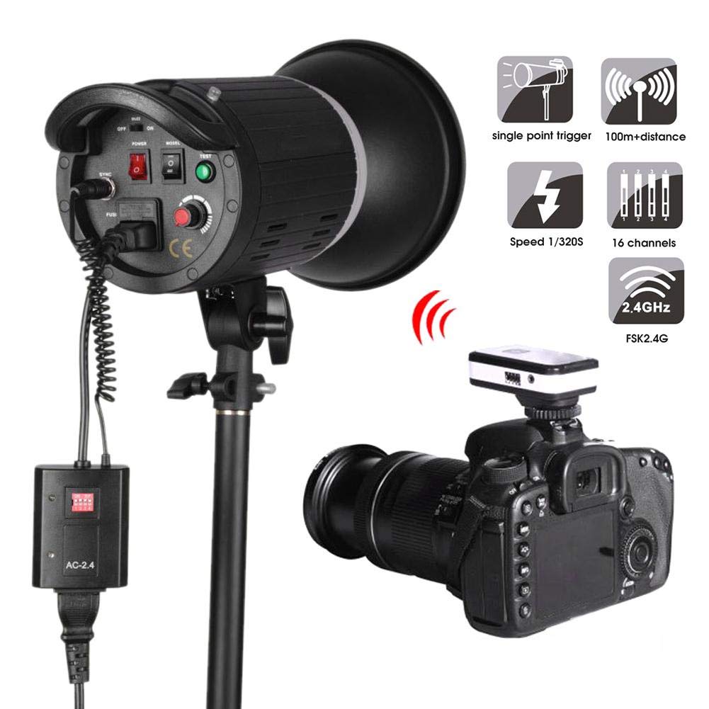 Topiky Ensemble de déclencheurs de Flash de télécommande sans Fil, kit d'émetteur-récepteur de déclenchement d'obturateur de lumière de Studio à 16 canaux avec 1 émetteur+1 récepteurs+1 Adaptateur