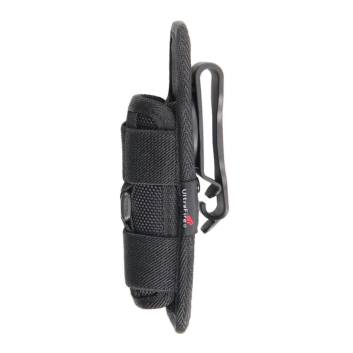 Ultrafire Funda de Linterna Nylon Stretchy Tactical Antorcha Bolsa Titular de la Antorcha Cubierta con Clip de 360 Grados Rotatable Cinturón, Negro