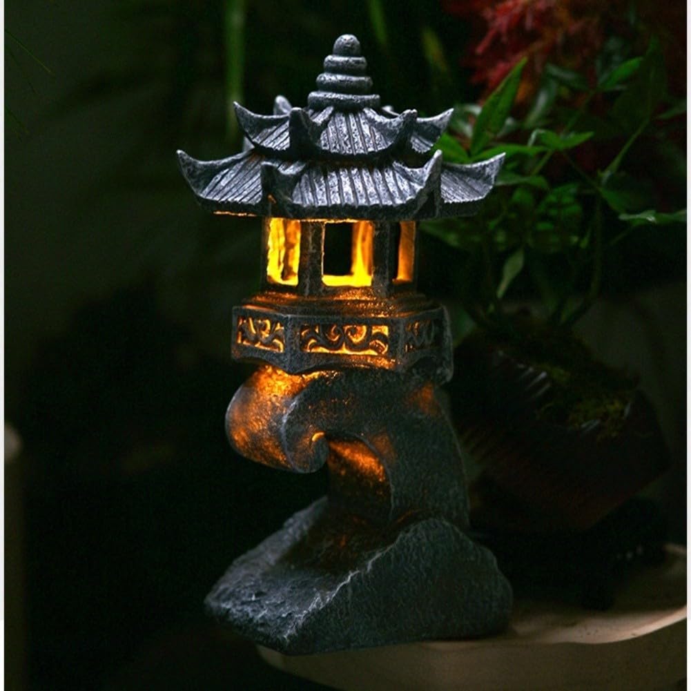 FUBESK Solar Pagode Laternen Stil Weg für Licht Solar wiederaufladbare LED-Lampe für Garten (A)