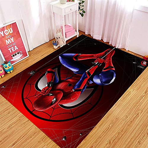 Alfombra KIKCY Spiderman Alfombra de Dibujos Animados de Estilo Europeo y Americano Alfombra de Dibujos Animados Sala Dormitorio Alfombra antideslizante para niños-60x90cm_TF-56