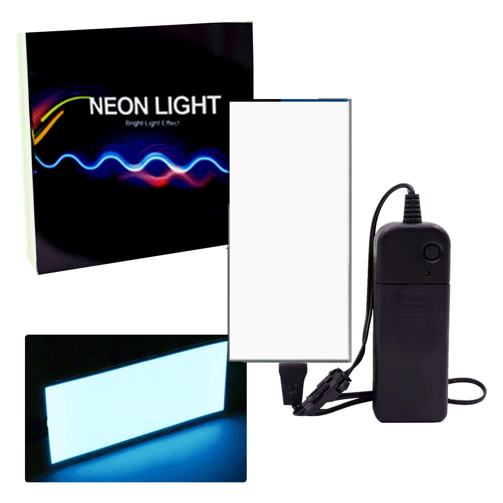 Flexible Led Panel,Electroluminescent Panel Sheet EL Tape Cuttable Soft for Mask Eye Cosplay Party Decor DIY-Continuous/Slow Flash/Fast Strobe 12x5cm icyblue
