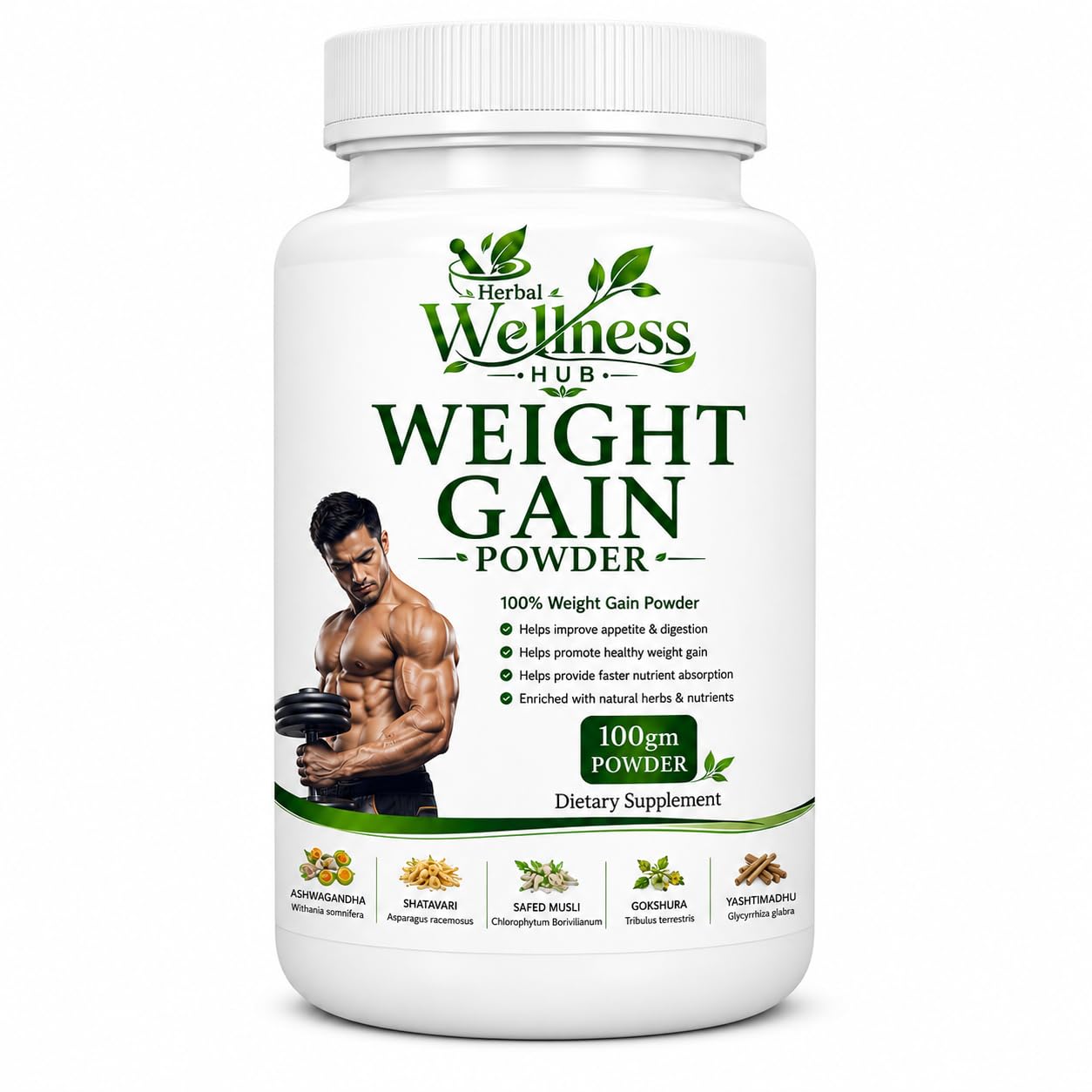 Weight Gainer Powder | Herbal Weight Management Supplement | Ashwagandha, Shatavari, Safed Musli, Gokshura & Yashtimadhu | 100g-image-31