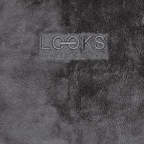 LOOKS BY WOLFGANG JOOP Bademantel XL, Bademantel Unisex Frottee, Morgenmantel grau mit Schalkragen, hochwertige Baumwollmischung