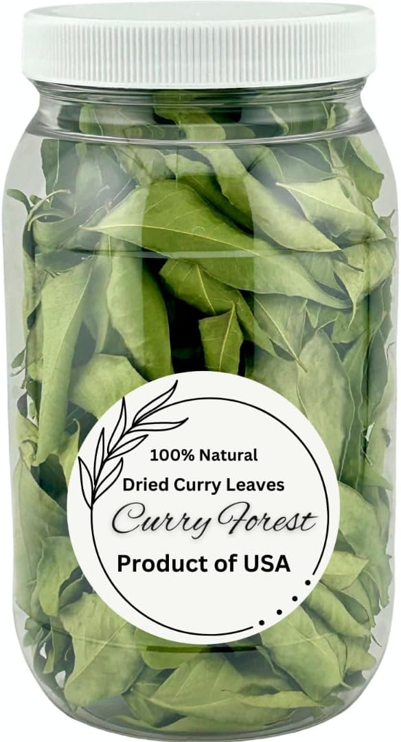 CurryForest Dried Curry Leaves - 100% Natural & Herbicide-Free USA Grown Kari Patta, Pesticide-Free Whole Curry Leaves, Air Dried (10-15g)