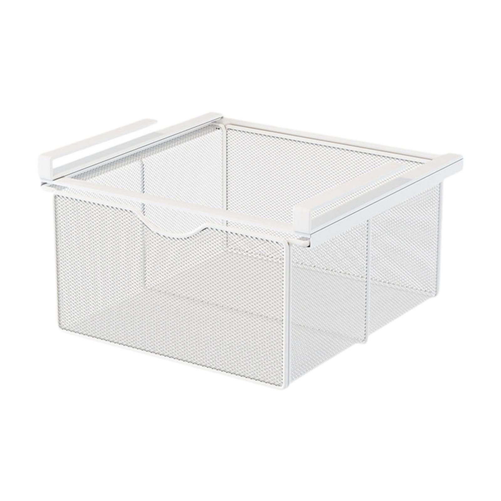 perfk Cajón extraíble Colgante para Armario, Cesta de Almacenamiento de Malla Resistente, Cesta Deslizante Debajo del Estante para encimera de gabinete de, Blanco