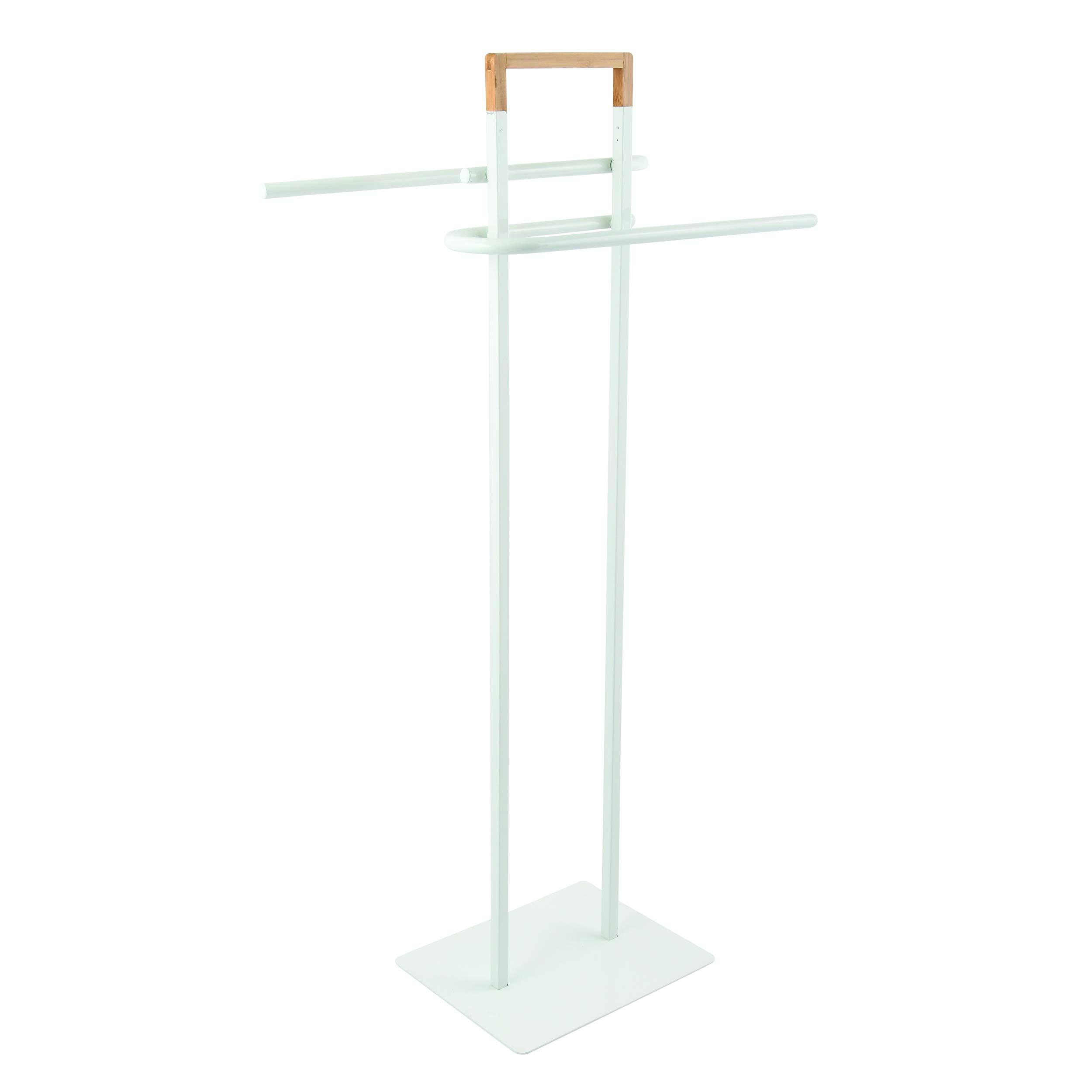 Spirella - Piantana da bagno portasciugamani, serie Natura, (L x A x P) circa 46,5 x 20 x 85,5 cm, con 2 aste per asciugamani, colore: bianco