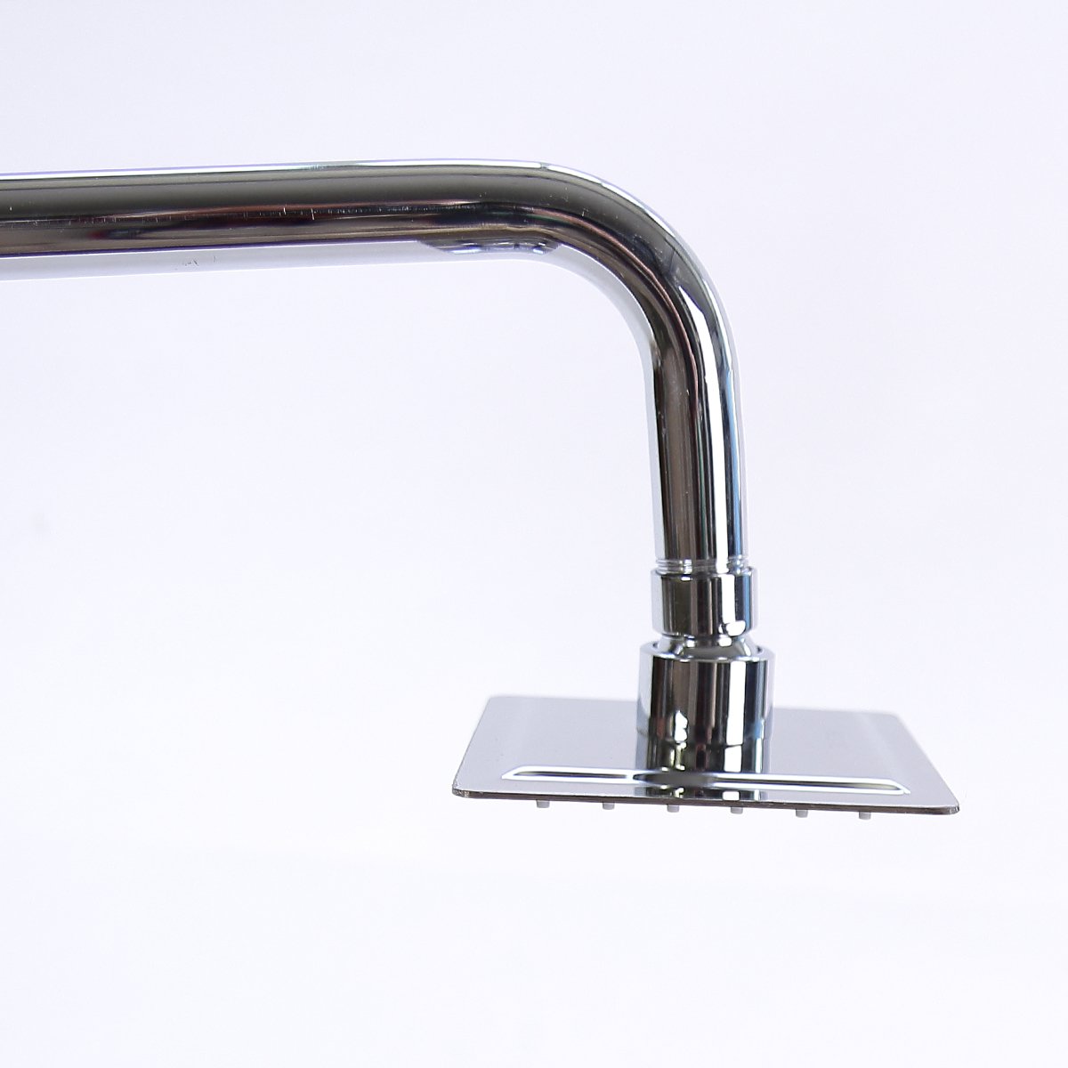 Doccia a pioggia rettangolare, 10 x 10 cm, con 36 ugelli anticalcare, acciaio inox cromato lucido, 1 regolazione, soffione doccia (doccia 022 angolare)