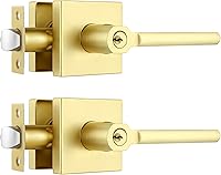 Vista 21 de Paquete de 5 pomos dorados resistentes para puerta de entrada exterior, apertura izquierda o derecha, llaves iguales o combinadas, manijas