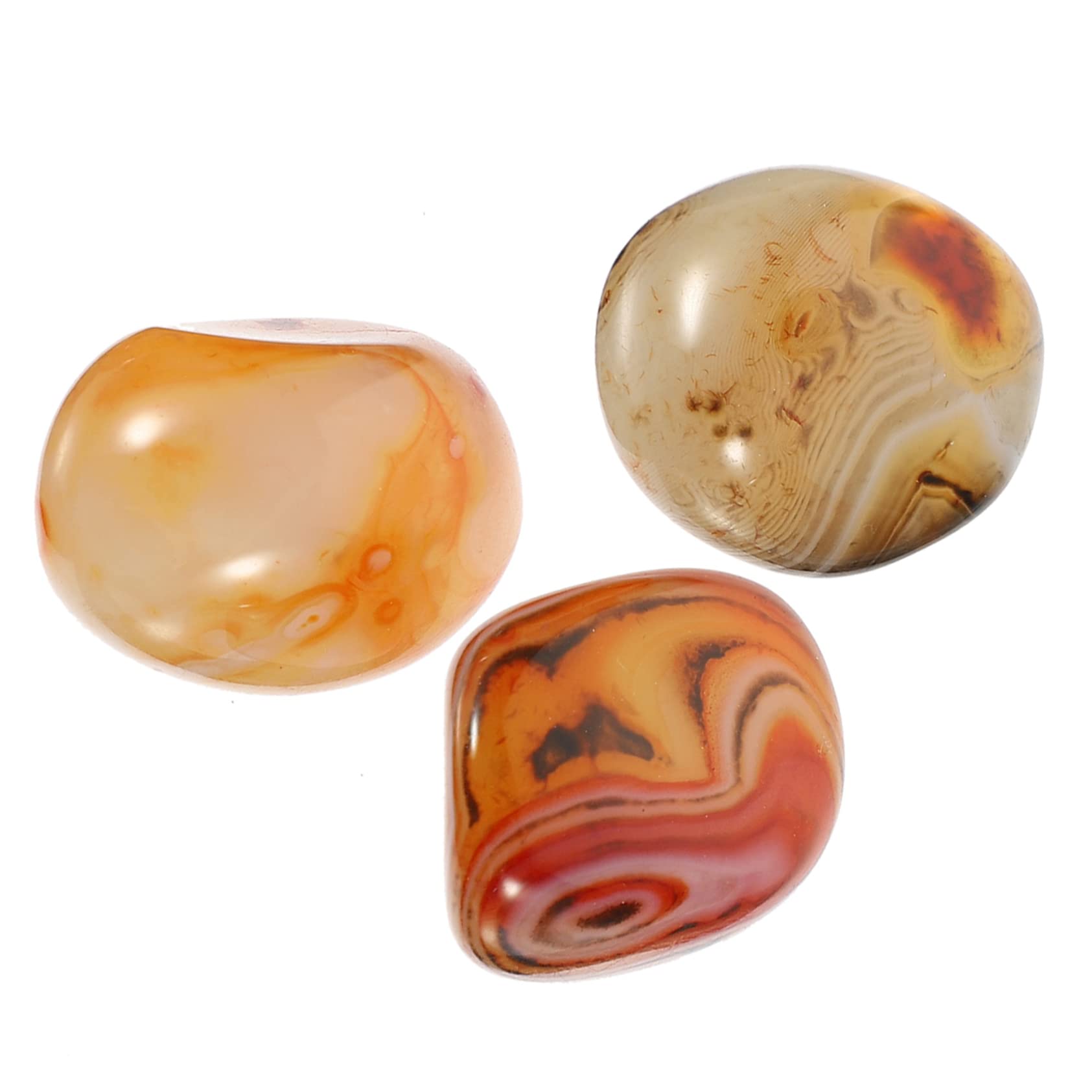 3pcs Agate Tumbled Stone Fountain Rocks Agate Decor Tumbled Agate Stones River Rocks Palm Worry Stones Decorative Gravel Stones Healing Stone Sardonyx Pebble Crystal Planting Stone