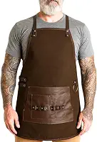 Avental Churrasco Masculino Lona Couro Avental Churrasqueiro