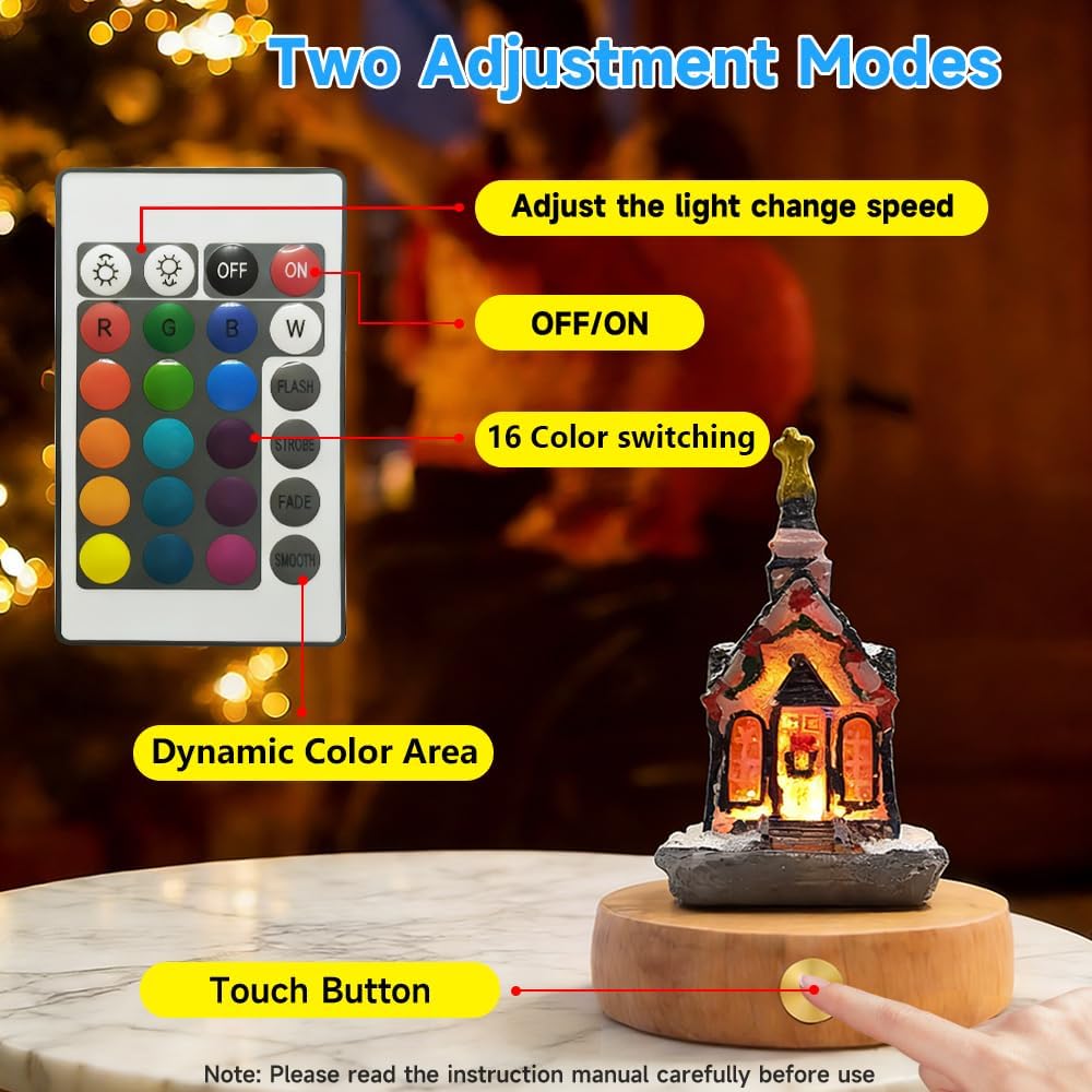 Mini Houses Night Light Cute LED Table Lamp Cozy Dimmable Nightlight Rechargeable Bedside Lamp Portable Trendy Funny Desk Decor Figurine Lamp for Living Room, Bedroom, Kitchen(E)