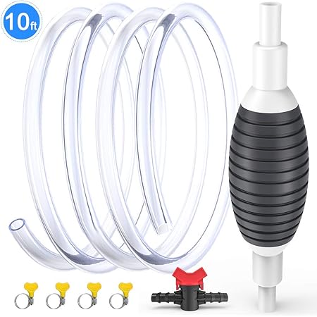 Amazon Com Electop 10 Feet High Flow Siphon Hand Pump Manual Car Fuel Transfer Pump With Syphon Hose Tube Pipe Control Valve Hose Clamps For Lawn Mowers Gas Gasoline Petrol Diesel Oil Liquid Water Fish