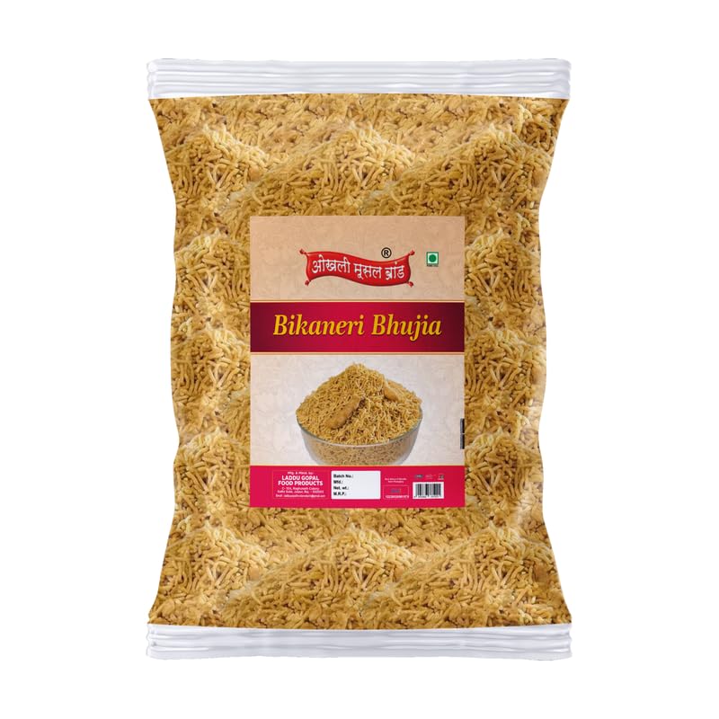 Image of OKHLI MUSAL BRAND Organic Bikaneri Bhujia Low Fat bikaneri bhujia sev Namkeen with Dew beans,gram flour and indian Spices | All time favourite indian snacks /Namkeen||Ready to eat Namken-1Kg*1Pack