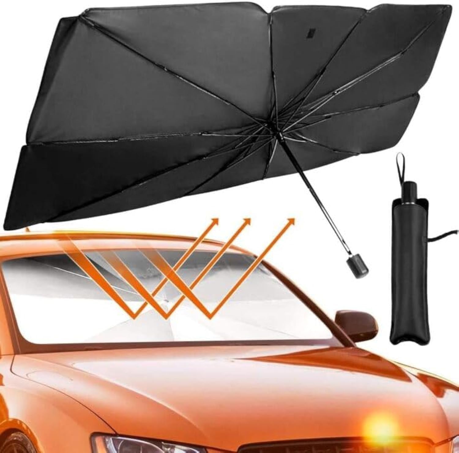 DIALFA Car Windshield Sun Shade Umbrella, Sun Shade UV Rays and Heat Sun Visor Protector, Foldable Reflector Windshields Umbrella (Style 1)