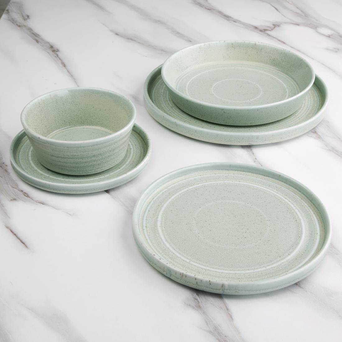 Olympia FB564 Cavolo Lot de 4 assiettes rondes plates Vert printemps 270 mm