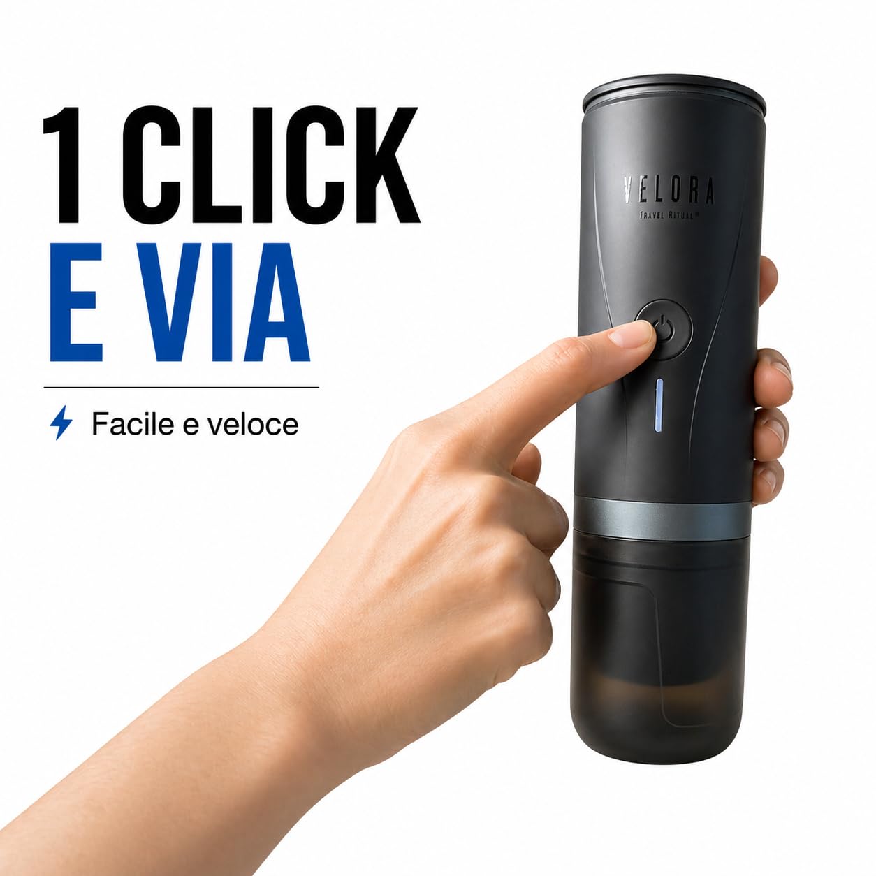 Generico VeloraTravelRitual Macchina Caffè Portatile – Espresso Ovunque, Compatibile Capsule e Macinato, Ricarica USB, Ideale per Auto, Viaggi, Camper e Outdoor
