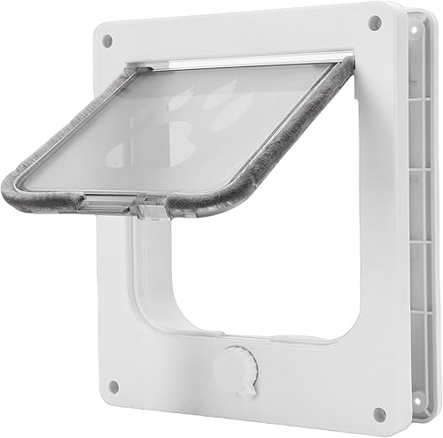 Asixxsix Cat Door for Interior Exterior Doors, 4 Way Locking Pet Door, Weatherproof Cat Flap Privacy Door for Kitten Doggies Up to 25 Lb, Easy