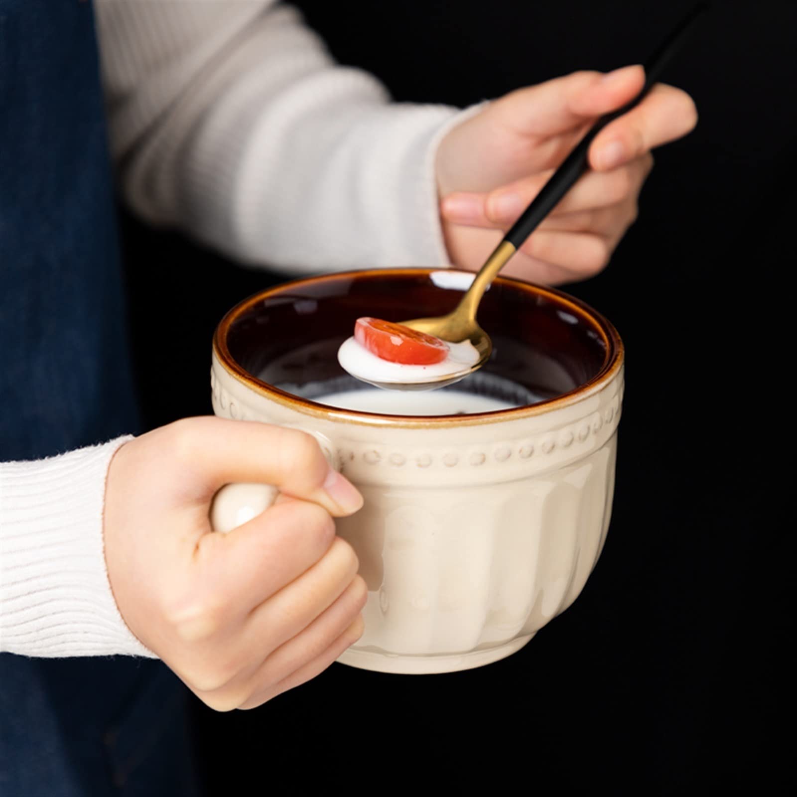 Reise-Kaffeetasse 700 ml Frühstückstasse mit großer Kapazität, Mikrowelle, Keramikbecher, Haushaltsmüsli, Milchbecher, Müslischale Kaffeebecher