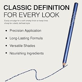 Palladio Wooden Eyeliner Pencil, Thin Pencil Shape, Easy Application, Firm yet Smooth Formula, Perfectly Outlined Eyes, Contour and Line, Long Lasting, Rich Pigment, Deep Blue