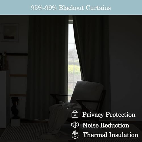 Miniatura 5 de Cortinas opacas extralargas de 132 pulgadas de largo con ojales en la parte superior, cortinas de oscurecimiento de la habitación, cortinas altas