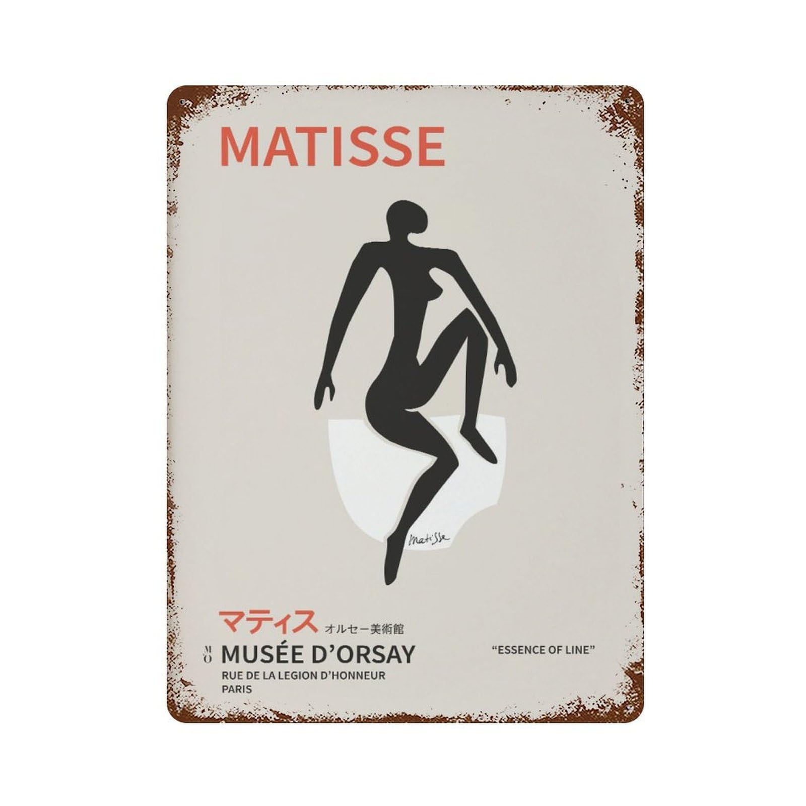 xiaoxiaoshen Matisse Nude Line French Papiers Decoupes Wall Decor Art Metal Tin Poster Modern Home Decor Art Home Bar Shop Decorations Vintage Sign 40x30cm