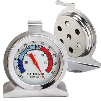 2Pcs Refrigerator Thermometers, Refrigerator Freezer Large Dial Thermometer for Refrigerator Freezer Fridge Cooler