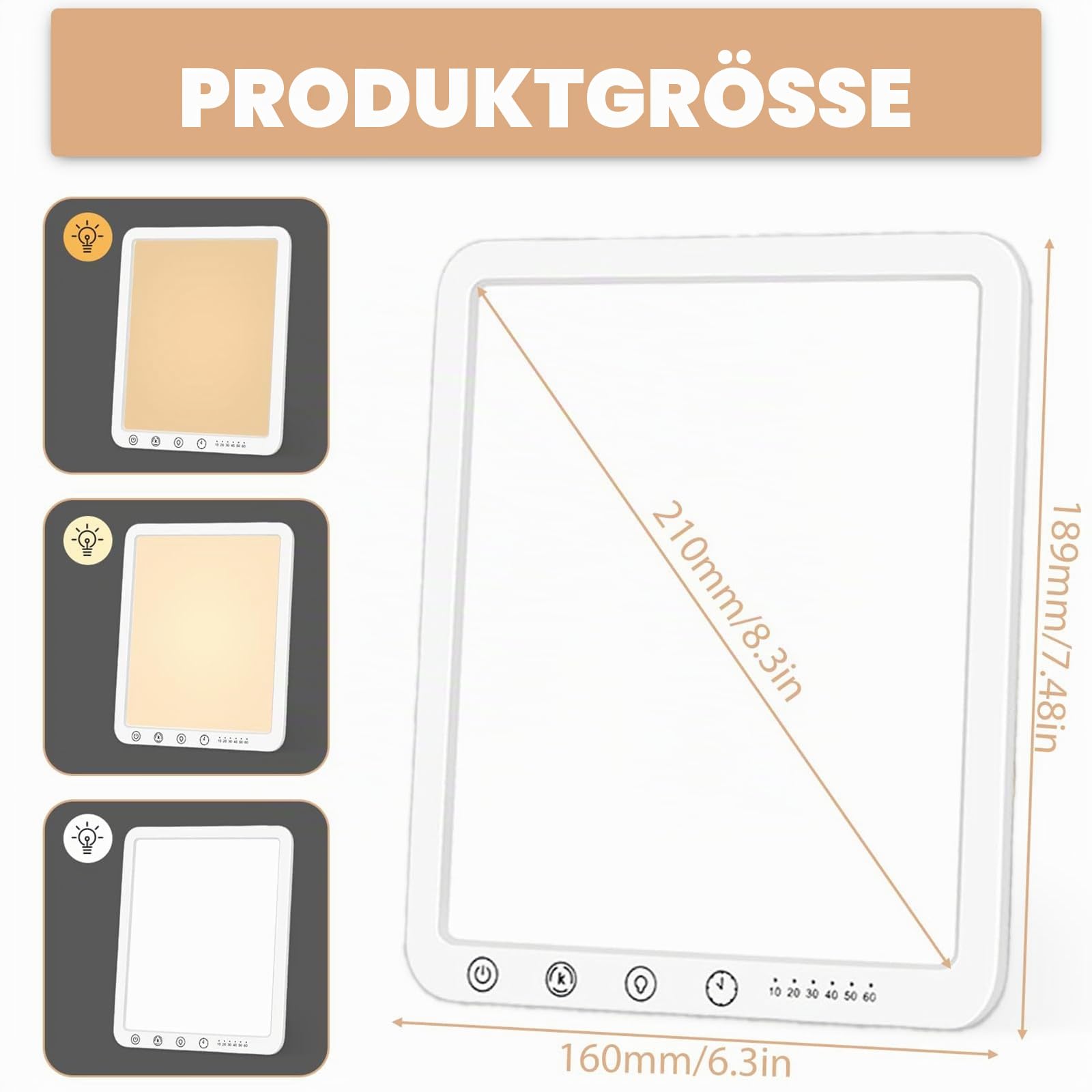 BAIFULAI Tageslichtlampe 15000 Lux, Lichttherapielampe UV-Frei Therapielicht, LED Daylight Lampe, 3 Farbtemperaturen, 4 Helligkeitsstufen Timer, Touch-Control, Sonnenlicht Lampe für Zuhause/Büro